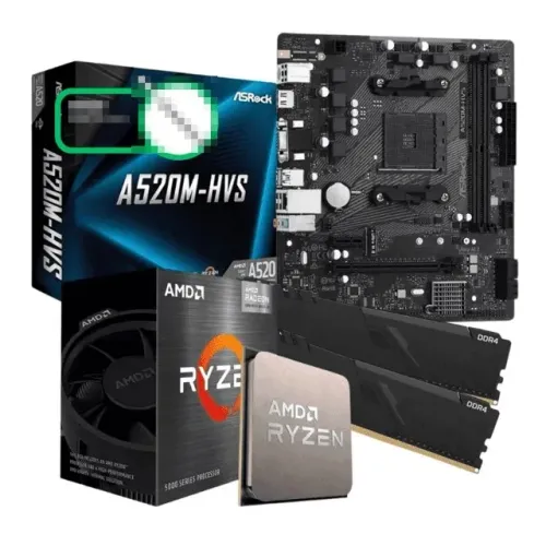 Kit Upgrade AMD Ryzen 5 5500 + Memória Ram 16GB + Placa-mãe A520