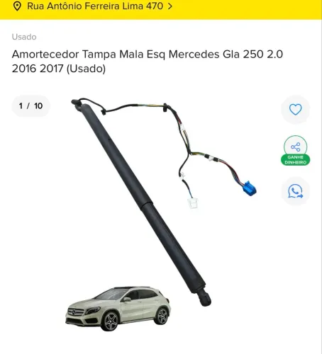 AMORTECEDOR MALA LADO ESQUERDO MERCEDES GLA 2016/2017