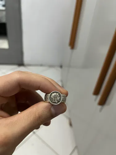 Anel de prata maciça 925 com a esfinge do rei Macedônico ALEXANDRE O GRANDE-importado