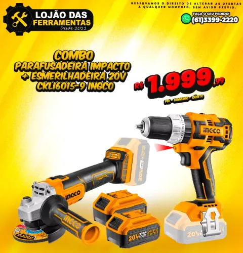 Combo Parafusadeira de Impacto + Esmerilhadeira 20v CKLI6015-9 Ingco