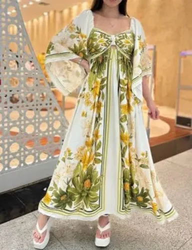 Vestido farm branco com verde - Raissa
