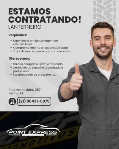 Contratando lanterneiro com experiência comprovada.
