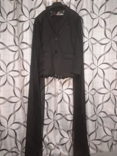 Conjunto Social Couture Preto com Capa e Renda Bordada