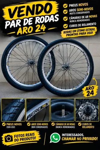 Pneu novo, jante aro 24 seminova, cama de ar nova. Tudo bem conservado!