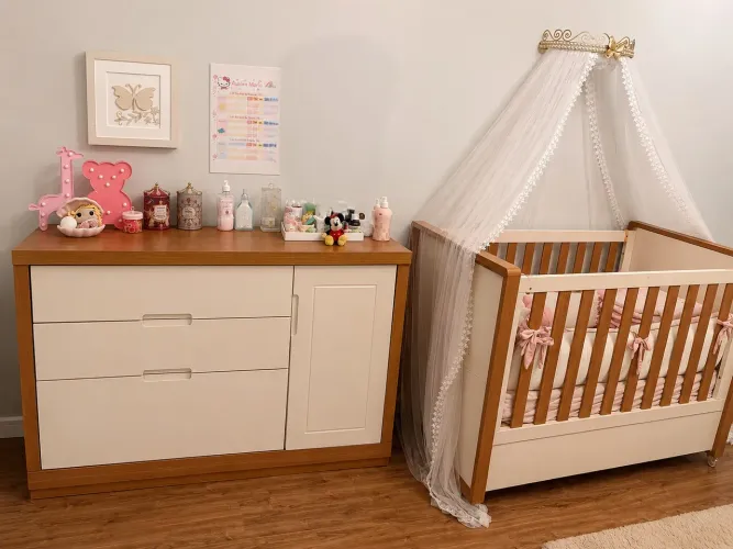 Kit berço + cômoda + Cama Babá 