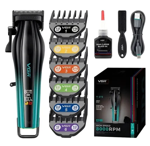 Máquina de Cortar Cabelo Profissional VGR V-273 8 mil Pentes Maguinéticos.