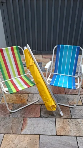 Kit cadeira e sombrinha de praia