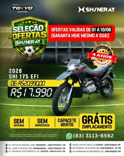 Shineray SHI 175 EFI 2026 - Financiamento Zero Entrada em até 48x