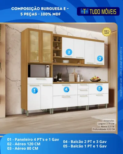 OK Cozinha modulada Burguesa 100% MDF / NESHER / montagem e entrega grátis