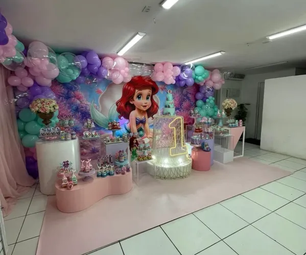 Painel Tecido Sublimado Ariel Baby para festa 