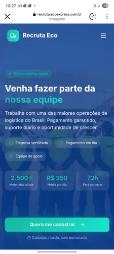 Emprego na área de entrega(mercado livre)