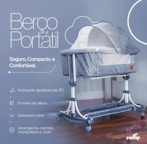 Berço Portatil Acoplado Moises Balanço Infantil 