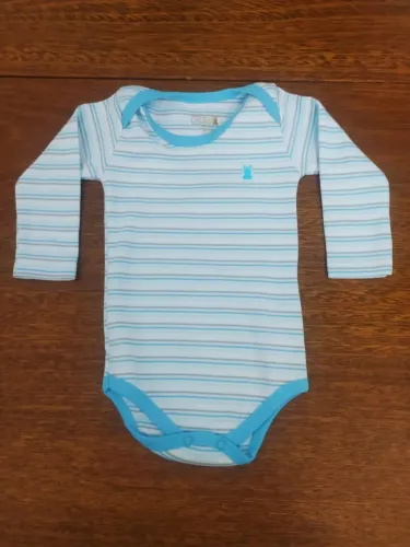 Body Manga Longa Azul Para Bebê da Kiko Milano