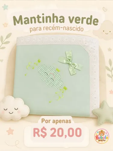 Mantinha verde para bebês recém nascido 