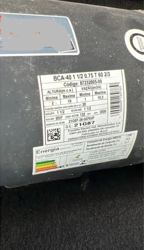 Bomba de água 1.500 nunca usada