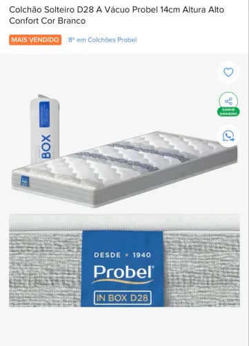 Colchão Probel Novo Solteiro D28