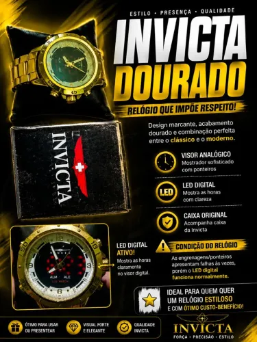 ? RELÓGIO INVICTA DOURADO ? ESTILO E PRESENÇA ?