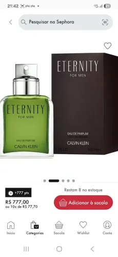 Perfume Calvin Klein Eternity Eau de Parfum 100ml Original Importado Masculino