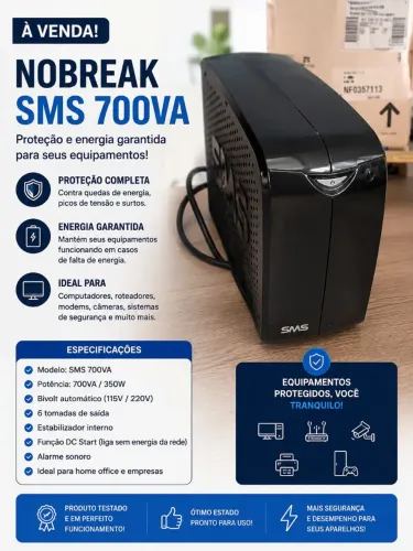 NOBREAK SMS 700VA - PARA CONSERTO OU RETIRADA DE PEÇAS