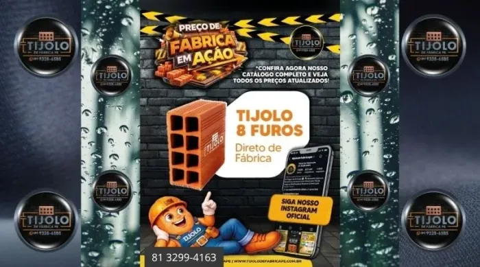 tijolo 8 furos ideal para sua construção 