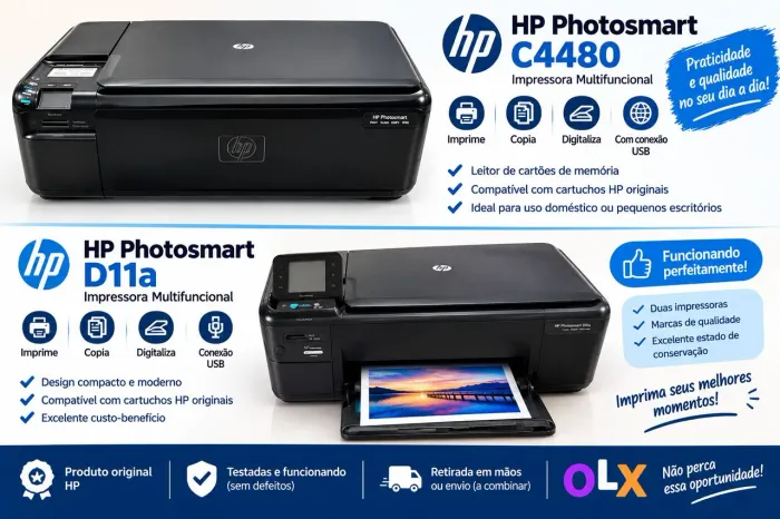 Vendo 2 impressoras HP Photosmart juntas!