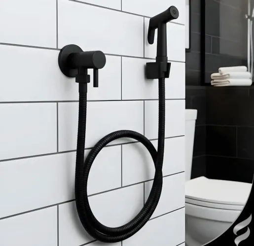 Ducha Higiênica Soft Inox Preta Fosca 100% Metal Completa