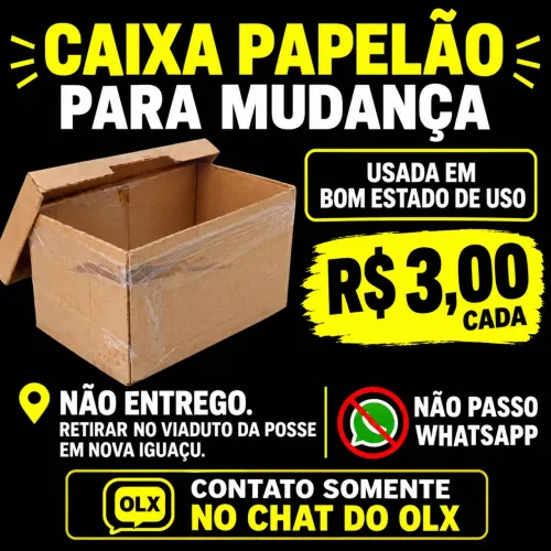 Tenho 15 caixas de papelão fundo inteiro para mudança caixas com rótulo de outra empresa