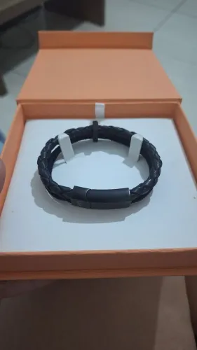 Pulseira Life Trançada em Couro Preto - Vivara