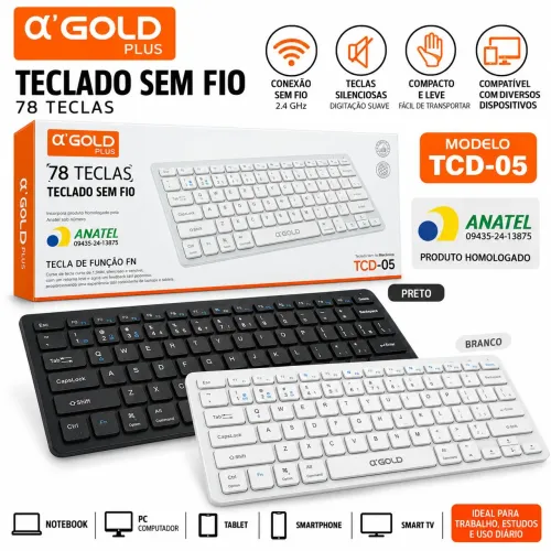 Teclado sem fio bluetooth