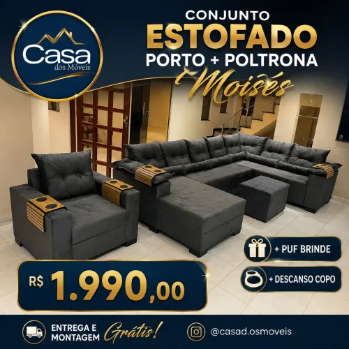 Conjunto Estofado Porto + Poltrona Moisés
