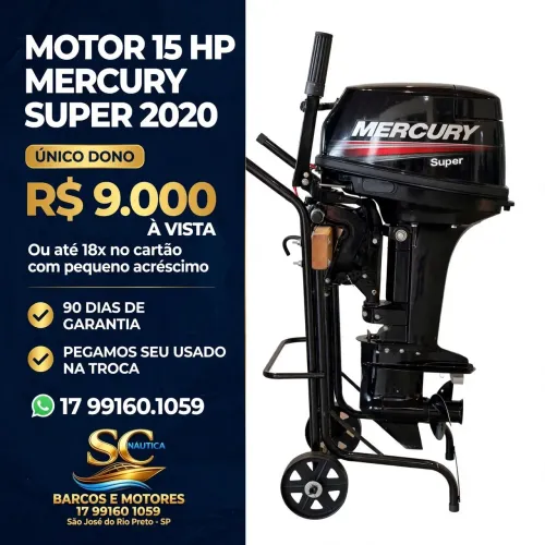 Motor de popa 15 HP Mercury Super 2020