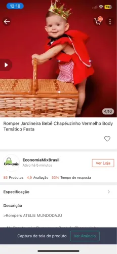 Roupa da chapeuzinho vermelho