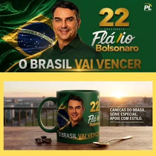 Canecas sublimadas- Flávio Bolsonaro e Luiz Inácio Lula da Silva