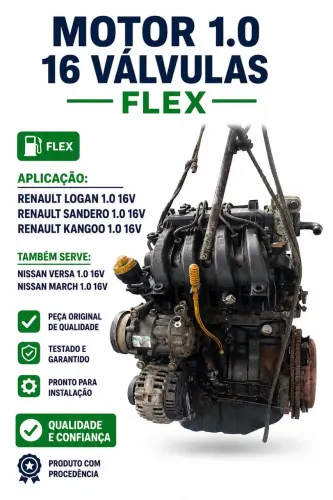 ? MOTOR RENAULT 1.0 16V FLEX - ORIGINAL COM GARANTIA ? Motor Renault 1.0 16v