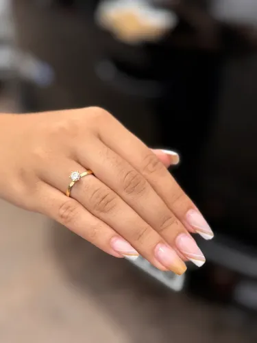 Anel de noivado ouro18k- pedra moissanite natural 