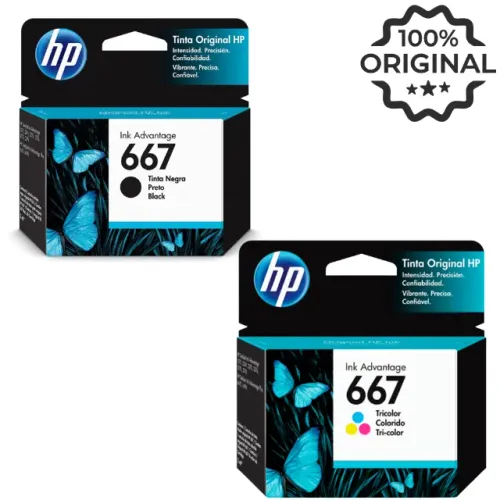 Kit Cartucho de Tinta HP 667 Original Preto e Colorido para HP DeskJet Ink Advantage