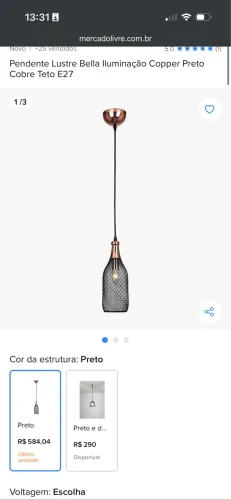 Pendente preto e dourado
