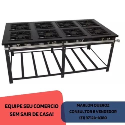 Fogão Industrial 8 Bocas 40x40CM Venâncio