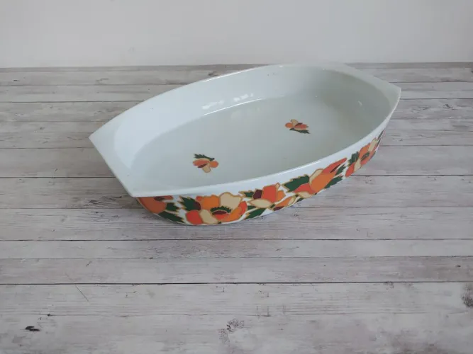 Travessa oval Colorama grande porcelana real anos 70