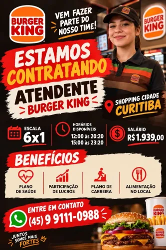 Vaga atendente shopping cidade