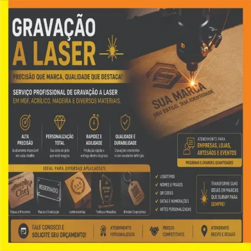 Gravação a Laser em MDF e Acrílico para Empresas e Artesãos