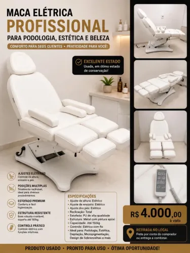 Maca Cadeira Elétrica Profissional para Podologia, Estética e Cílios