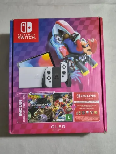 Nintendo Switch OLED 64GB Completo + microSD 256GB + Case + Carregador Hyper | Pouco Uso