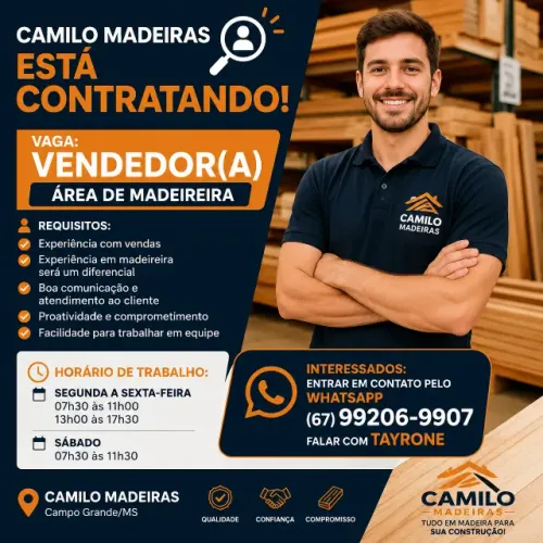 Vaga de emprego para vendedor