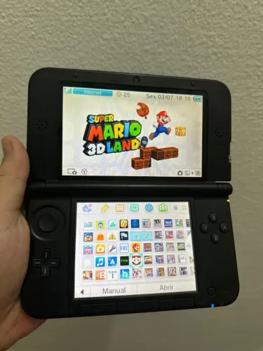 Nintendo 3DS XL Azul Destravado + 200 Jogos + Cabo Carregador
