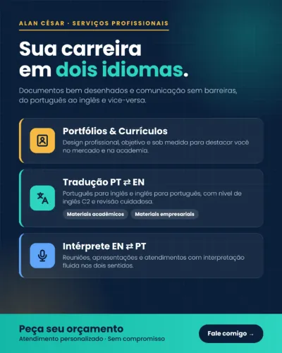 Portfólio, currículo, tradução e interpretação: tudo em um só lugar