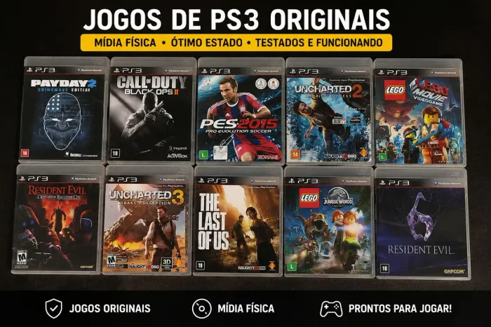  Jogos de PS3 Originais - The Last of Us, Black Ops 2, Resident Evil, Uncharted e Mais
