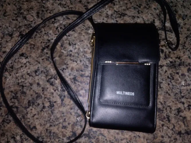 bolsa carteira porta-celular transversal de couro sintético.multineos
