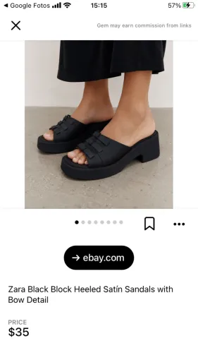 Sandália plataforma preta Zara n 37