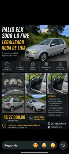 Fiat Palio ELX 1.0/ 1.0 Fire Flex 8V 2P (álcool) 2008